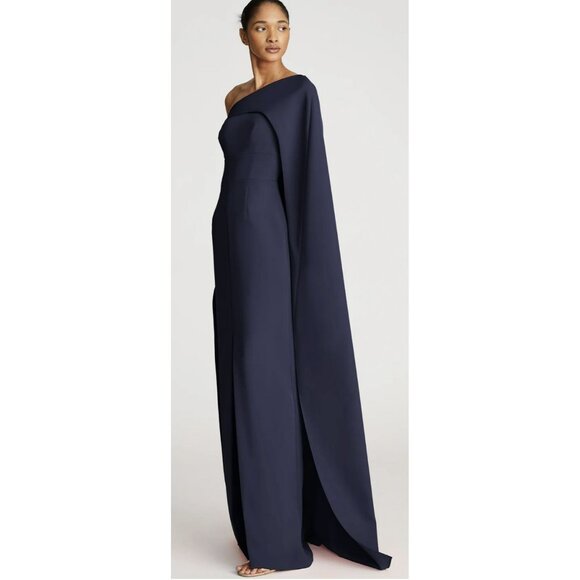 Halston Heritage Dresses & Skirts - Halston $545 Elycia Navy Stretch Crepe Formal Gown Maxi Dress Sz 16 NWT